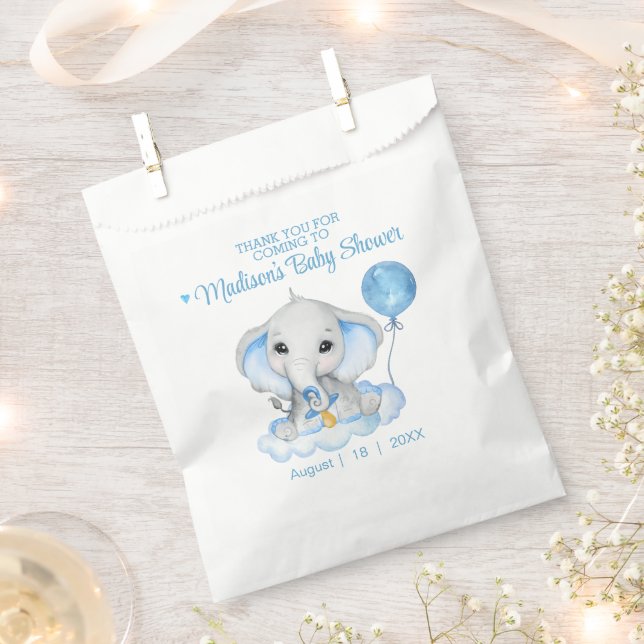 Elephant Personalised Thank You Baby Shower  Favour Bag (Clipped)