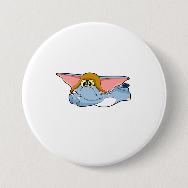 Elephant Pilot Pilot hat 7.5 Cm Round Badge (Front)