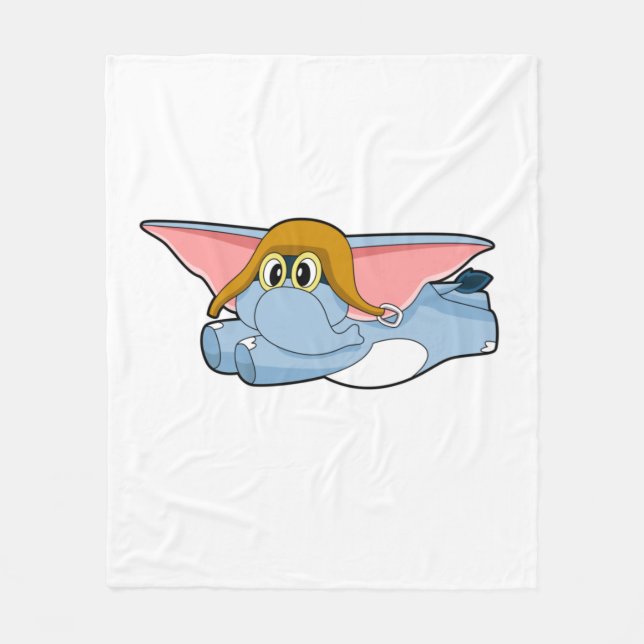 Elephant Pilot Pilot hat Fleece Blanket (Front)