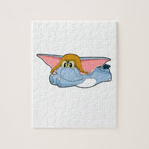 Elephant Pilot Pilot hat Jigsaw Puzzle