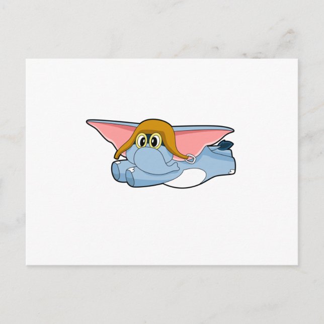 Elephant Pilot Pilot hat Postcard (Front)