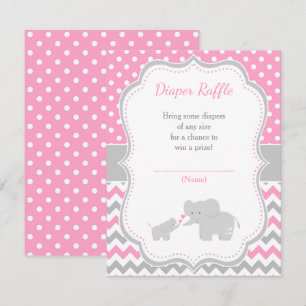 Elephant Pink and Grey Baby Shower Enclosure Card