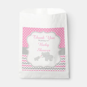 Elephant Pink and Grey Baby Shower Party Favour Bag