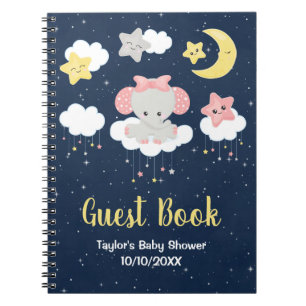 Elephant Pink and Navy Baby Shower Guest Book