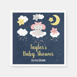 Elephant Pink and Navy Baby Shower Napkin
