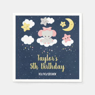 Elephant Pink and Navy Birthday Party Napkin