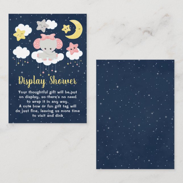 Elephant Pink and Navy Display Baby Shower Enclosure Card (Front/Back)