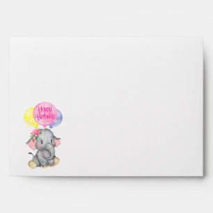Elephant Pink Birthday  Envelope