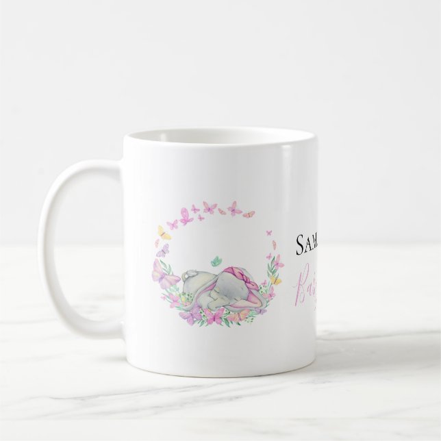 elephant pink butterflies Coffee Mug (Left)
