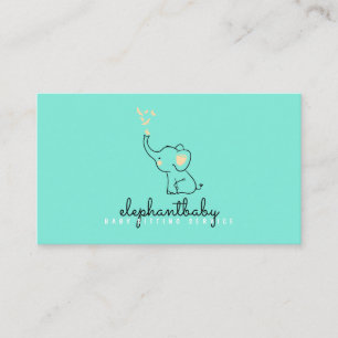 Elephant Pink Butterflies Cute NEON gREEN Business Card