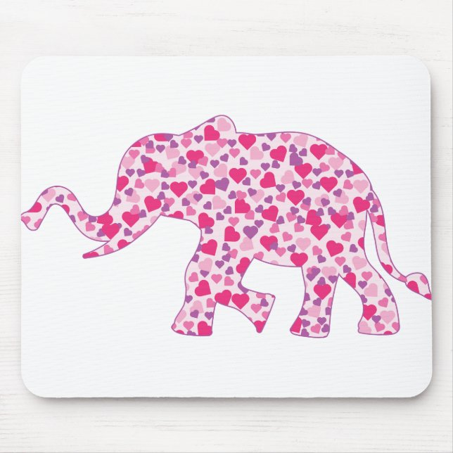 Elephant-Pink-Hearts (1) Mouse Pad (Front)