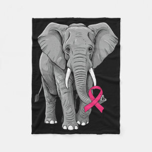 Elephant Pink Ribbon Breast Cancer Awareness Suppo Fleece Blanket