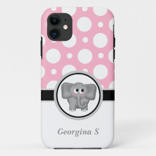 Elephant Pink & White Polka Dot iPhone 5 Case