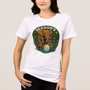 Elephant playing drums splashing water summer gir Tri-Blend Shirt