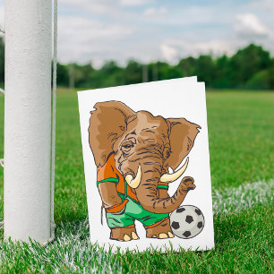 Elephant Playing Football Card