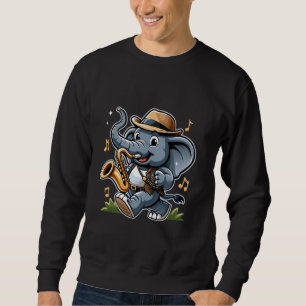 Elephant Playing Saxophone Funny Music Animal Love Sweatshirt