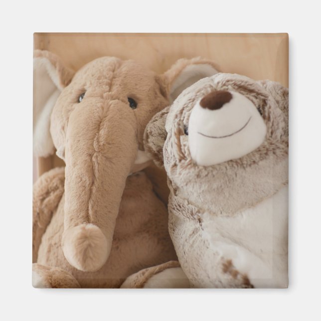 Elephant Plush Toy and Teddy Bear Friends Magnet (Front)