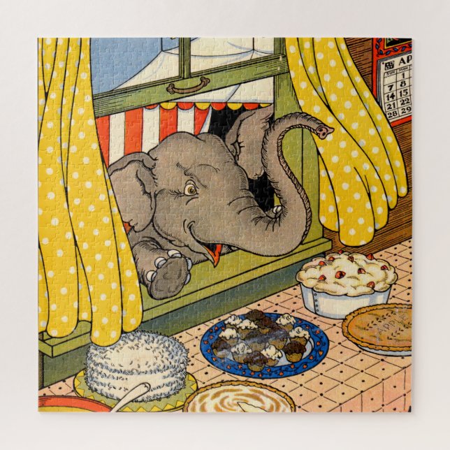 elephant poking his head through the window jigsaw puzzle (Vertical)