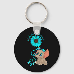 Elephant Polycystic Kidney Disease Awareness Teal Key Ring