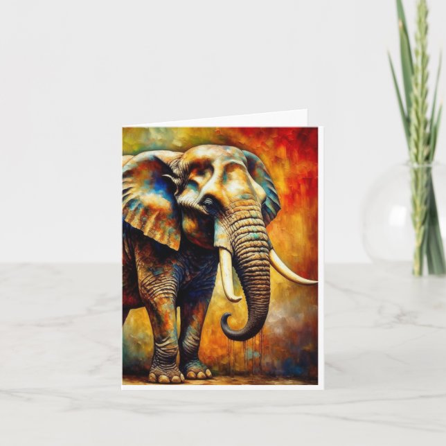 Elephant Portrait A Folded Holiday Card (Front)