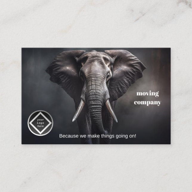 Elephant portrait background dark relocation compa business card (Front)