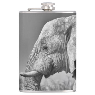 Elephant portrait hip flask
