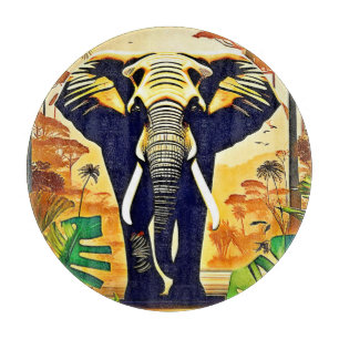 Elephant Portrait Jungle View Cutting Board