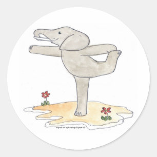 Elephant Practicing Yoga Dancer's pose Classic Round Sticker