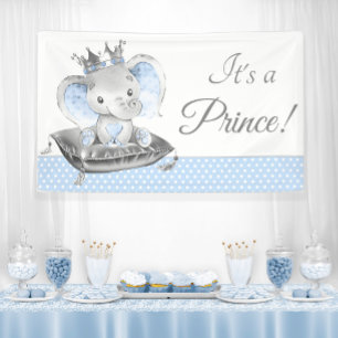 Elephant Prince Baby Shower Banners