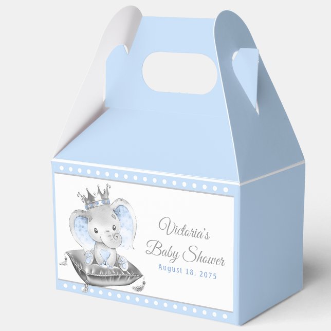Elephant Prince Baby Shower Favour Box (Personalize with your text.)