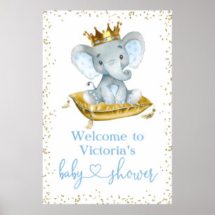 Elephant Prince Baby Shower Welcome Sign