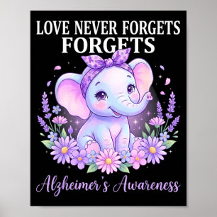 Elephant purple love forgets alzheimer’s awareness poster