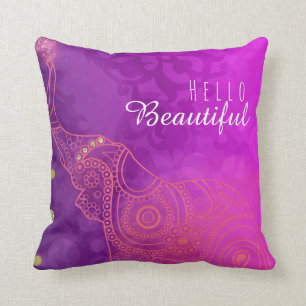 Elephant Purple Pink Orange & Gold Custom Chic Cushion