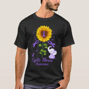 Elephant Purple Ribbon Cystic Fibrosis Awareness S T-Shirt