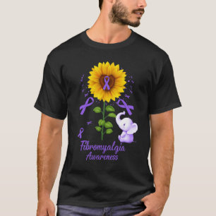 Elephant Purple Ribbon Fibromyalgia Awareness Sunf T-Shirt