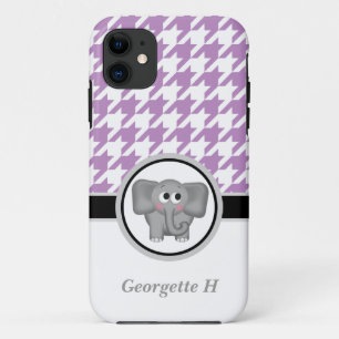Elephant Purple & White Houndstooth iPhone 5 Case