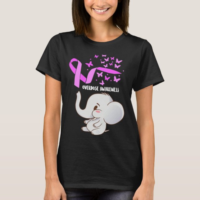 Elephant Purpleln Balloons Overdose Awareness Supp T-Shirt (Front)