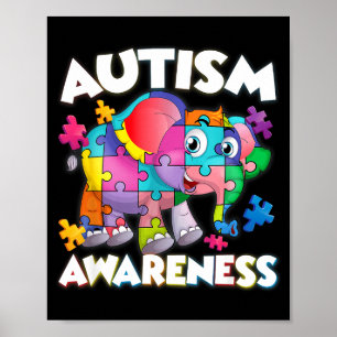 Elephant puzzle piece autism awareness month boys poster