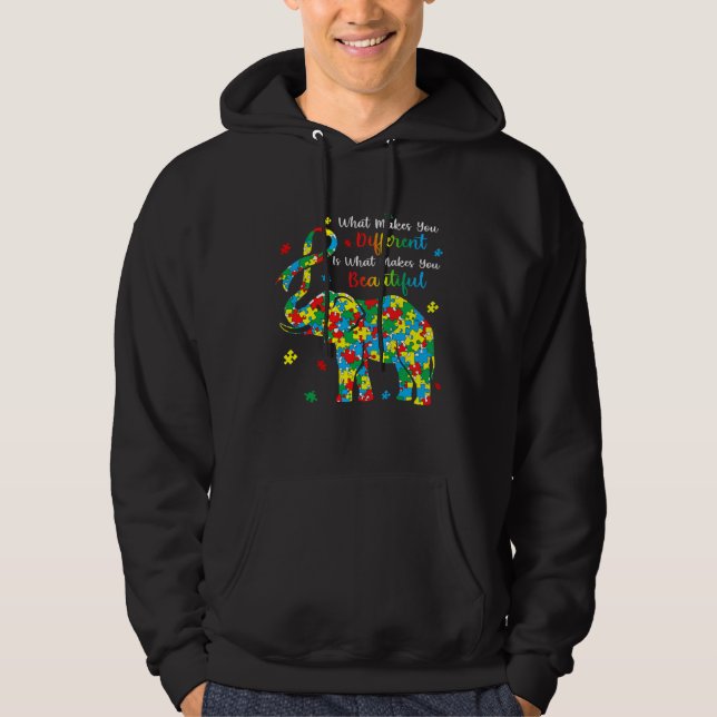 Elephant Puzzle What Makes You Different Autism Aw Hoodie (Front)