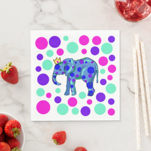 Elephant Queen with Polka Dots Napkin