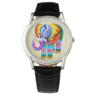 Elephant Rainbow Colors Patchwork Watch
