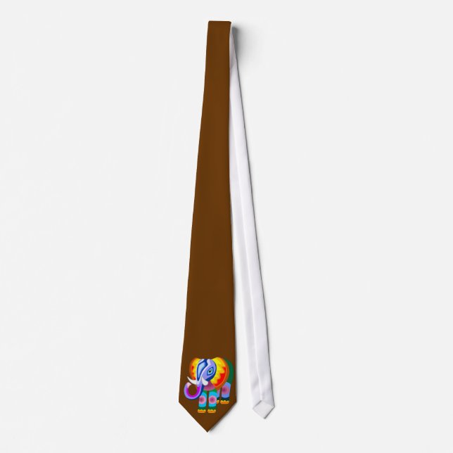 Elephant Rainbow Colours Patchwork Tie (Front)