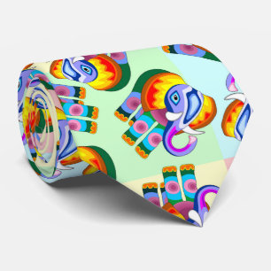 Elephant Rainbow Colours Patchwork Tie