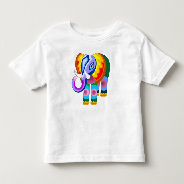 Elephant Rainbow Colours Patchwork toddler tee (Front)