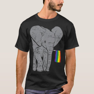 Elephant Rainbow Flag Gay Pride Cute LGBT Animal L T-Shirt