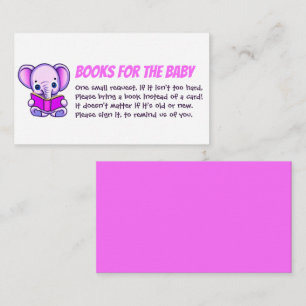 Elephant Reading Books for the Baby Shower Girl Enclosure Card