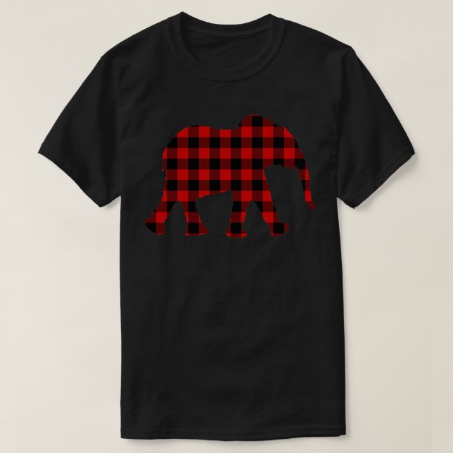 Elephant Red Buffalo Plaid Mammoth Matching Family T-Shirt (Design Front)