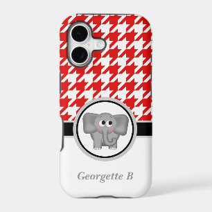 Elephant Red & White Houndstooth iPhone 5 Case