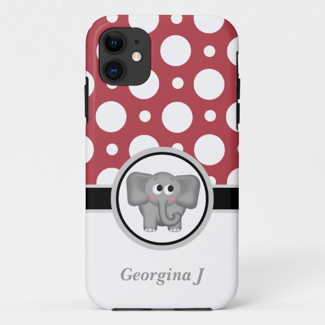 Elephant Red & White Polka Dot iPhone 5 Case (Back)