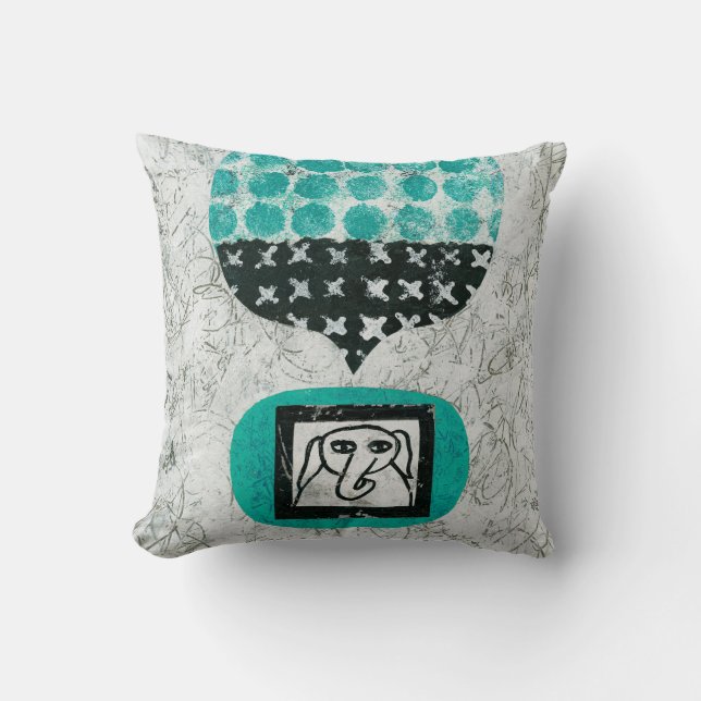 Elephant Remembering Throw Pillow (Front)